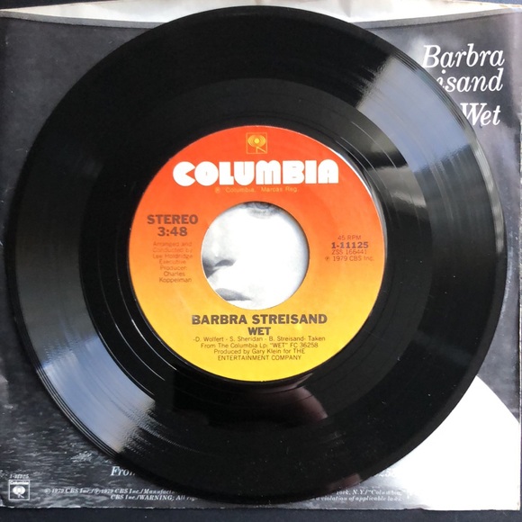 Donna Summer Barbra Streisand No More Tears/Wet Vinyl 45 Record '79 - Picture 5 of 7
